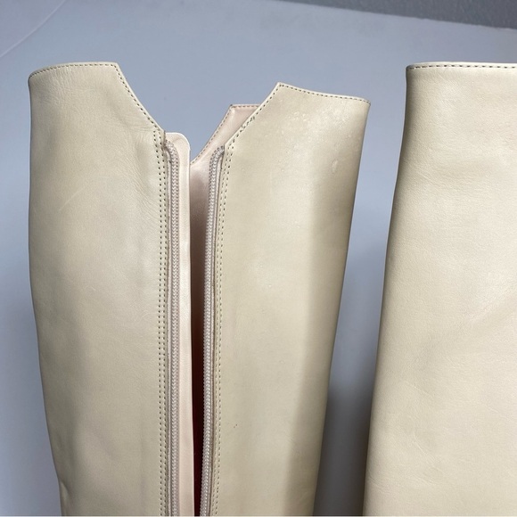 Schutz Asya Up Eggshell Leather Pointy Toe Wedge Tall Boot 8 1/2 B - Picture 11 of 16